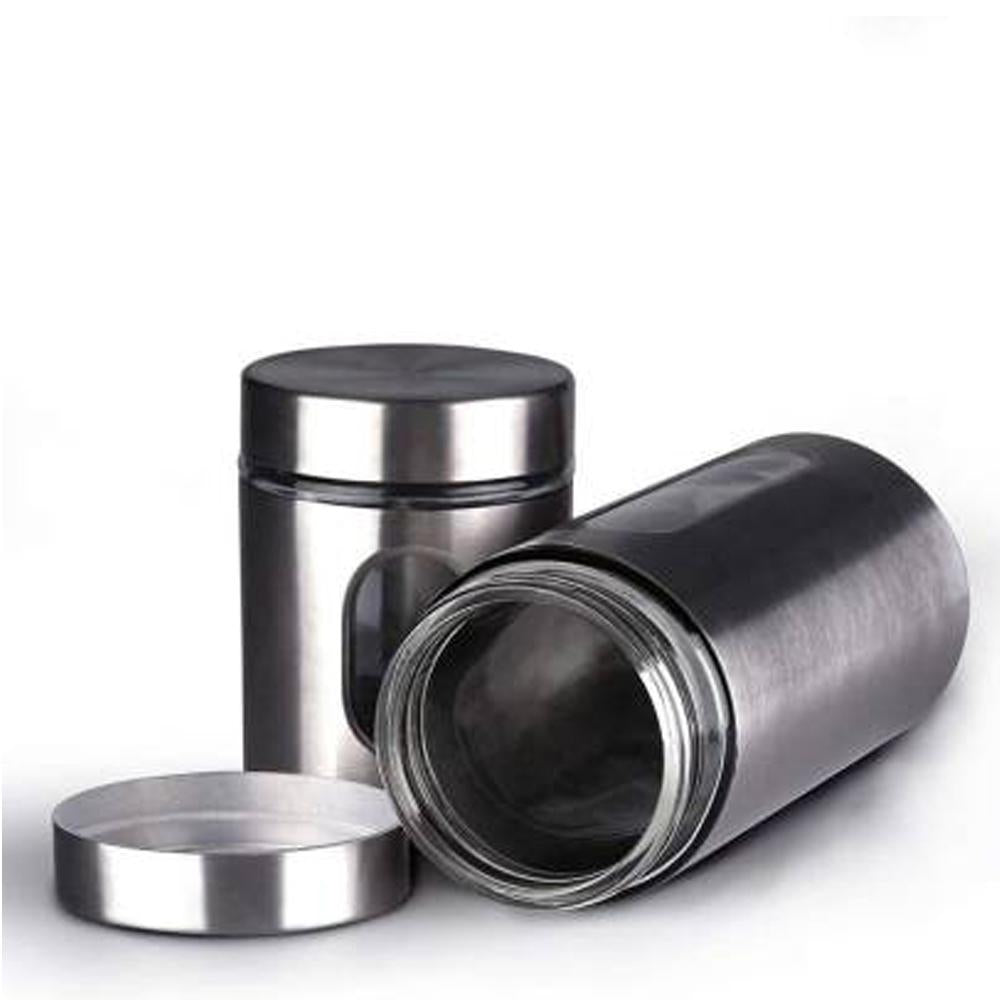 2359 Stainless Steel Jar With Visible Container Glass Window & Airtight Lid (Pack of 3) (325ml,500ml,740ml) - SkyShopy 2359 Stainless Steel Jar With Visible Container Glass Window & Airtight Lid (Pack of 3) (325ml,500ml,740ml) - SkyShopy